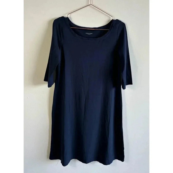 Eileen Fisher Womens 3/4 Sleeve Cotton Midi T Shirt Dress Navy Blue Sz S - Picture 1 of 12